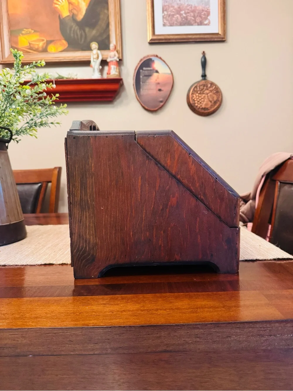 Vintage Wooden Bread Box in Brown